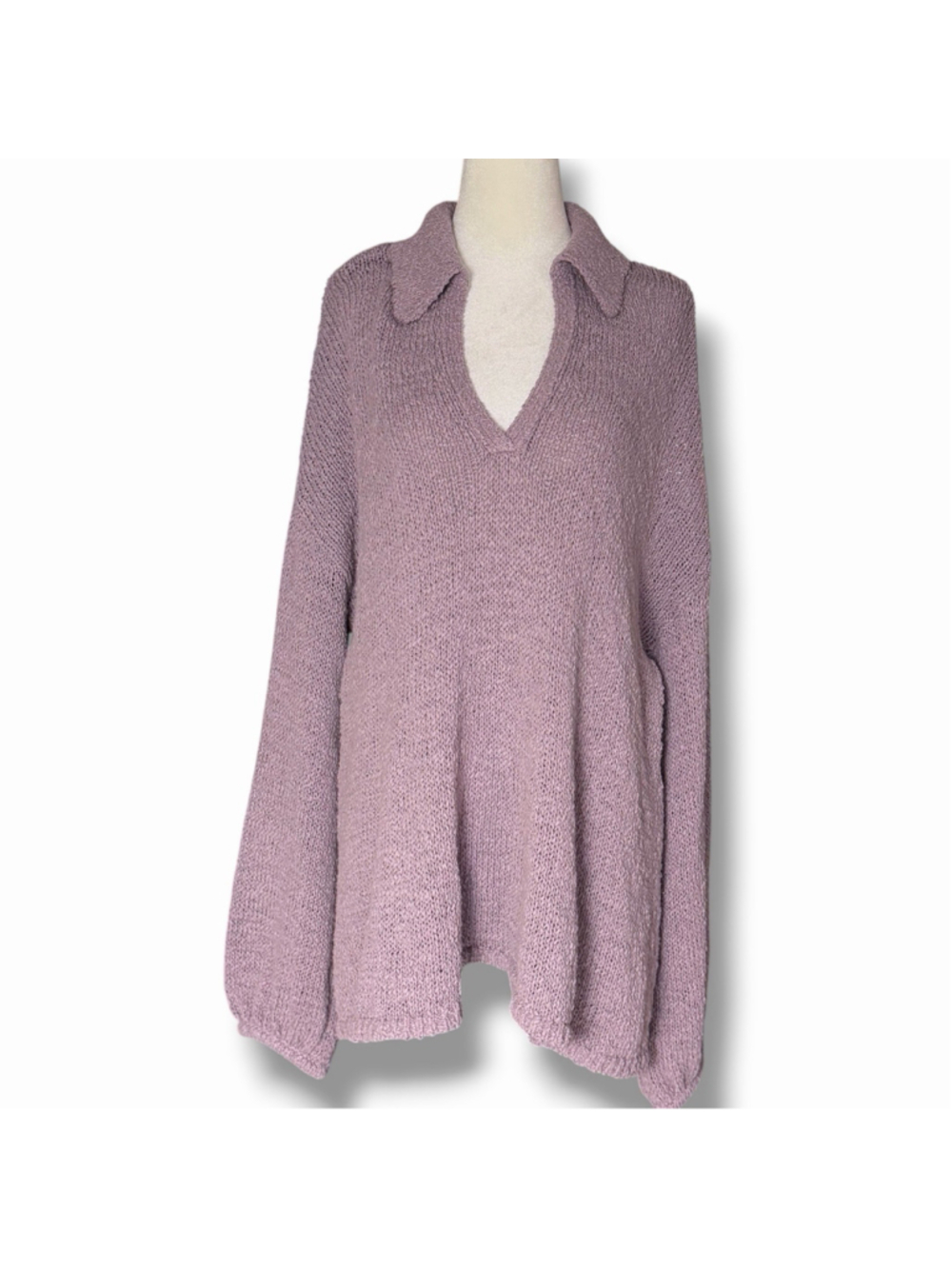 Free People Free-est NWT Ren Sweater S Knit Pullover V-Neck Collar Cool Violet